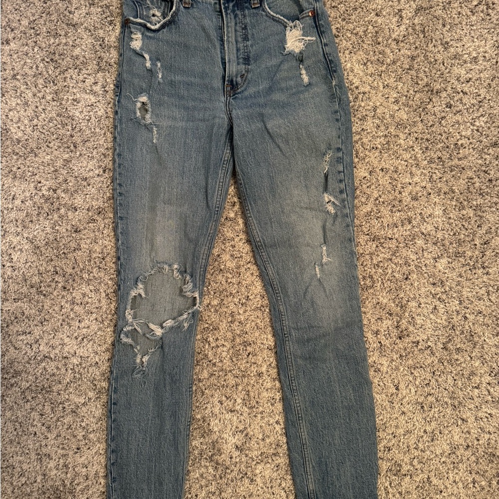 Abercrombie & Fitch Distressed Skinny Jeans in Blue
